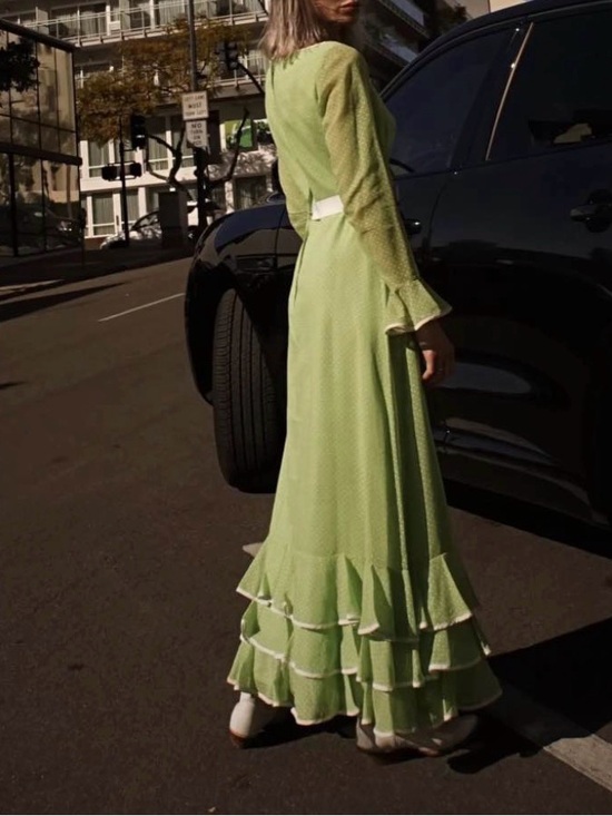 Dresses & Skirts - Light Green Ruffle Maxi Dress - Brand Unspecified